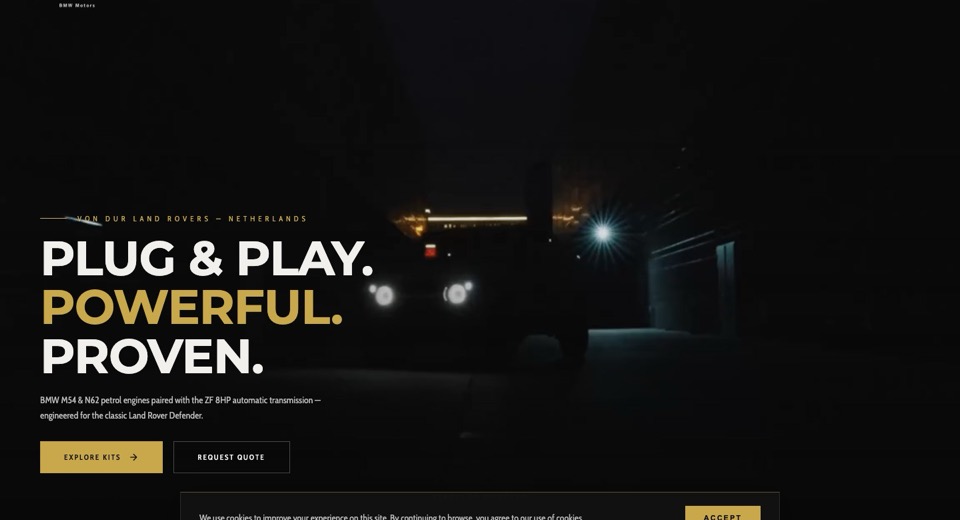 Von Dur Land Rovers web sitesinin ana sayfası